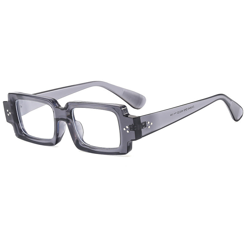 (6 PACK) Wholesale Sunglasses New Arrival Square Fashion Rivet Night Vision Unisex 2024 - BulkSunglassesWholesale.com - Clear Grey Frame Clear Lens