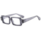 (6 PACK) Wholesale Sunglasses New Arrival Square Fashion Rivet Night Vision Unisex 2024 - BulkSunglassesWholesale.com - Clear Grey Frame Clear Lens