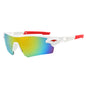 (12 PACK) Wholesale Sports Sunglasses Cycling Unisex New Arrival Outdoor Sport 2024 - BulkSunglassesWholesale.com - White Frame Red Mirrored