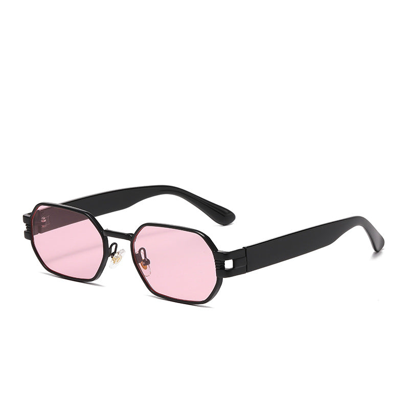 (6 PACK) Wholesale Sunglasses New Arrival Unique Square Hip Hop Trendy 2024 - BulkSunglassesWholesale.com - Black Frame Pink