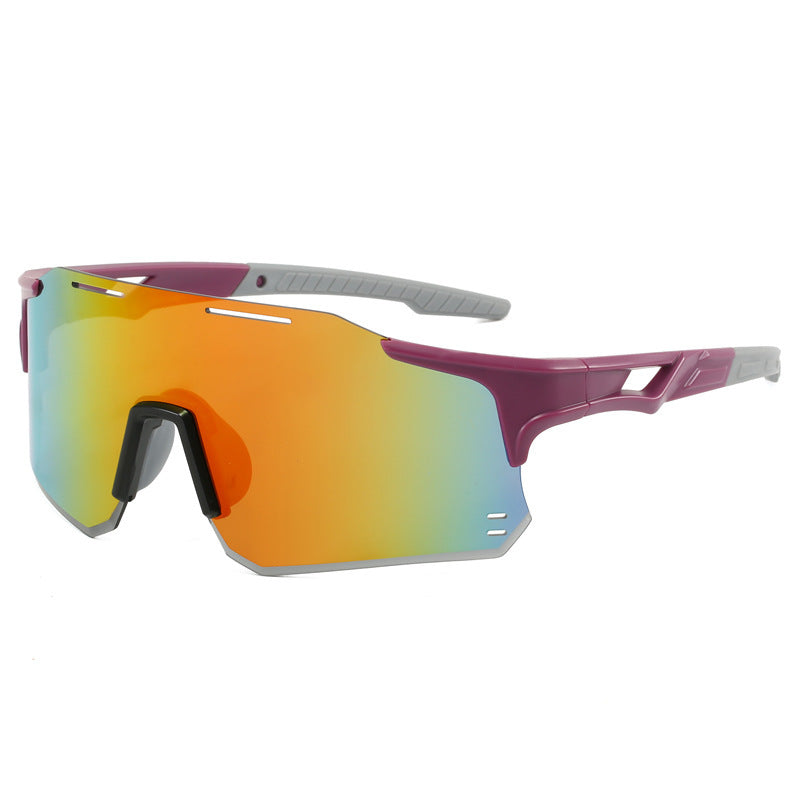 (12 PACK) Wholesale Sports Sunglasses New Arrival Outdoor Cycling Windproof Unisex Sport 2024 - BulkSunglassesWholesale.com - Purple Frame Red Mirrored
