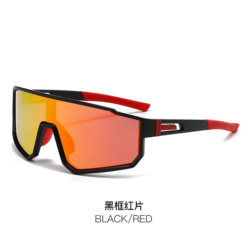 (12 PACK) Wholesale Sports Sunglasses New Arrival Fashion Sport Polarized Women Outdoor Cycling One Piece 2024 - BulkSunglassesWholesale.com - Black Frame Red Lens