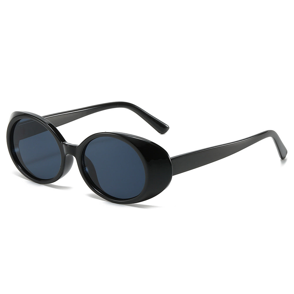 (6 PACK) Wholesale Sunglasses New Arrival Small Oval Fashion Round 2024 - BulkSunglassesWholesale.com - Black Frame Black Lens