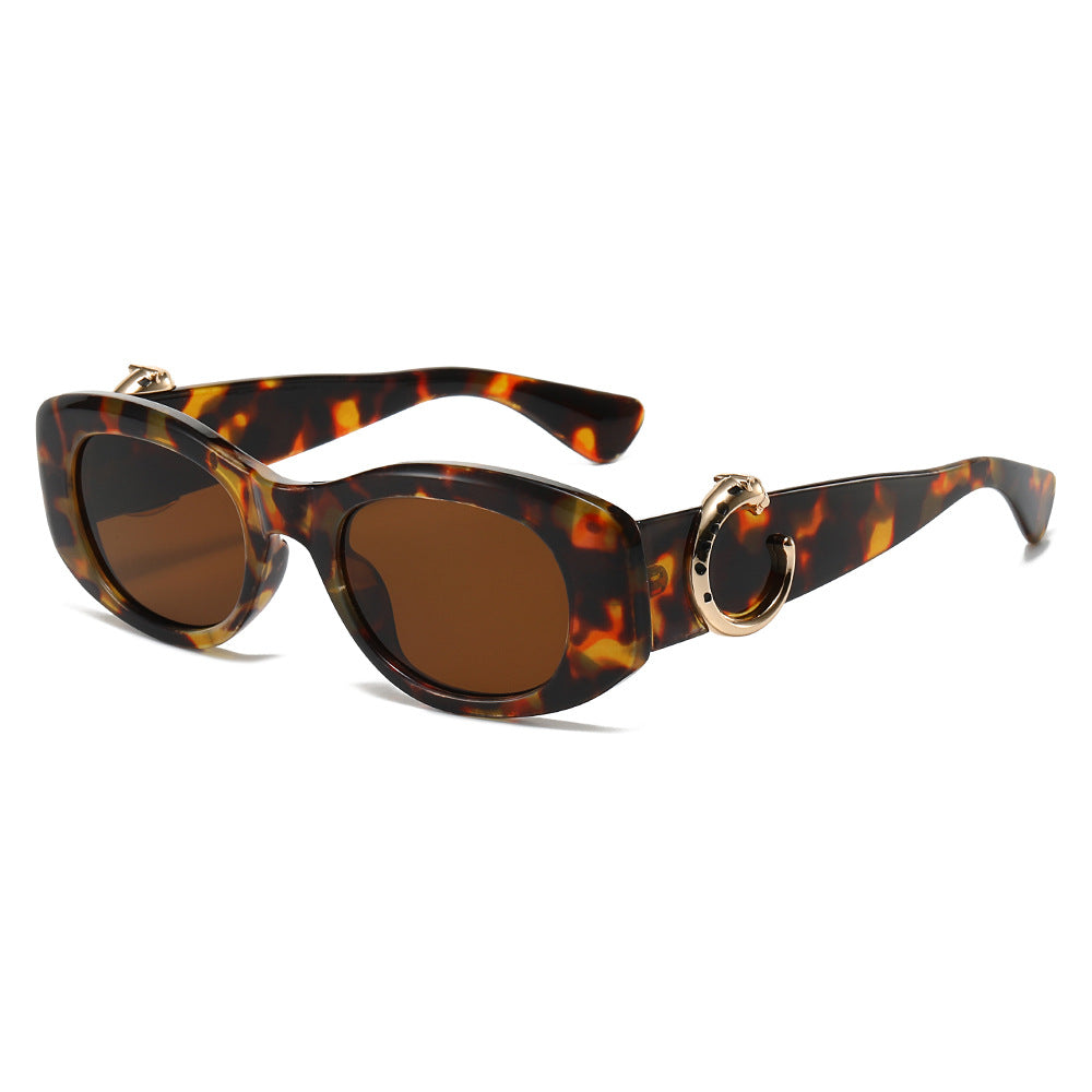 (6 PACK) Wholesale Sunglasses New Arrival Oversized Unique Cat Eye Women 2024 - BulkSunglassesWholesale.com - Leopard Print Frame Tea Lens