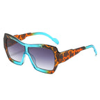 (6 PACK) Wholesale Sunglasses New Arrival One Piece Square One Piece Oversized Fashion 2025 - BulkSunglassesWholesale.com - Blue Leopard Print Gradient Blue Lens