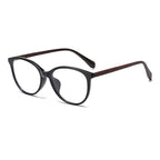 (6 PACK) Wholesale Eyeglasses Frames New Arrival Vintage TR Wood Grain Women Korean Cat Eye Antiblue Light 2025 - BulkSunglassesWholesale.com - Shiny Black Frame