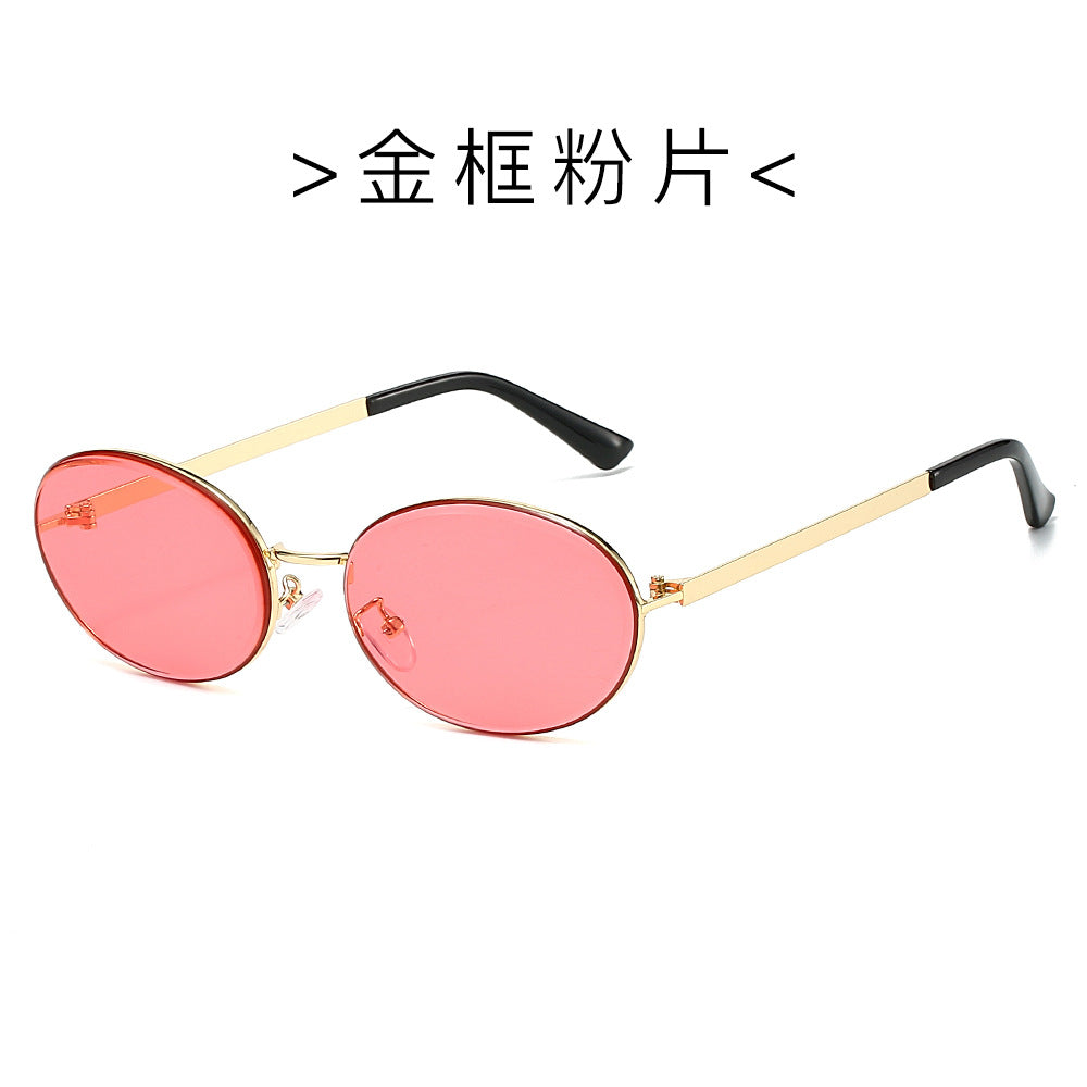 (6 PACK) Wholesale Sunglasses New Arrival Unisex Metal Round Vintage Small 2025 - BulkSunglassesWholesale.com - Gold Frame Pink Lens