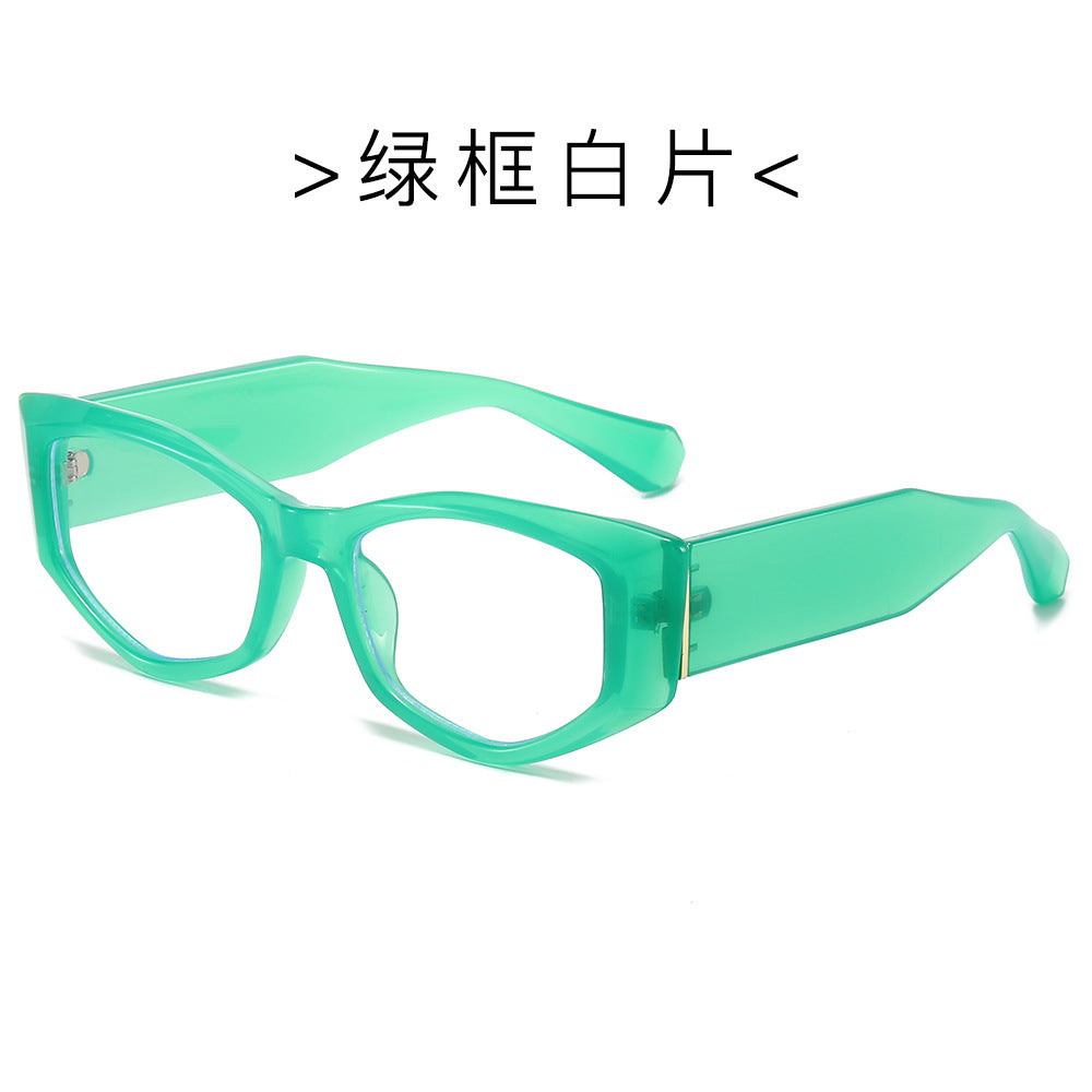 (6 PACK) Wholesale Sunglasses Unique New Arrival Trendy Cat Eye Women 2024 - BulkSunglassesWholesale.com - Green Frame Clear Lens