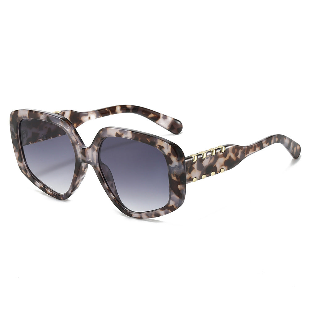 (6 PACK) Wholesale Sunglasses New Arrival Oversized Fashion Polygon Unique 2025 - BulkSunglassesWholesale.com - Grey Frame Gradient Black Lens