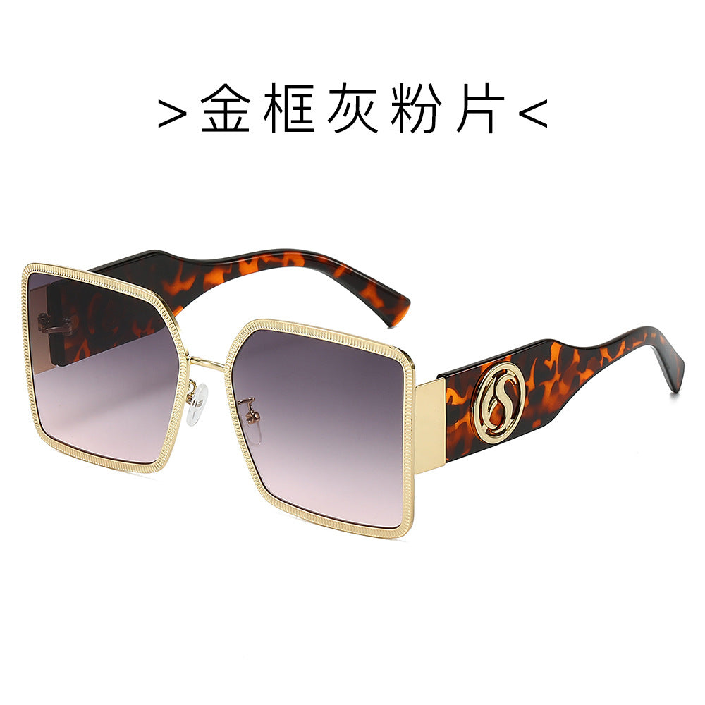 (6 PACK) Wholesale Sunglasses New Arrival Metal Fashion Unisex Oversized Trendy 2024 - BulkSunglassesWholesale.com - Gold Frame Grey Pink Lens