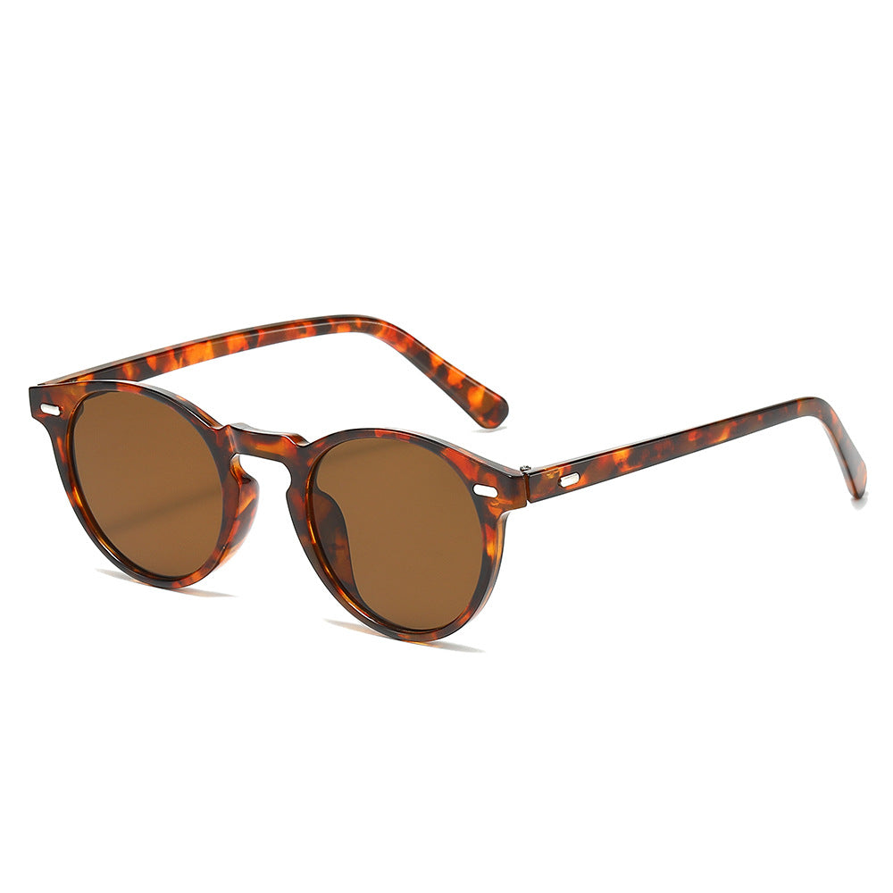 (6 PACK) Wholesale Sunglasses New Arrival Vintage Round Fashion Classic Unisex 2025 - BulkSunglassesWholesale.com - Leopard Print Frame Tea Lens