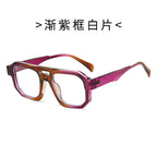 (6 PACK) Wholesale Sunglasses Double Bridge Trendy Unique Punk Fashion 2024 - BulkSunglassesWholesale.com - Gradient Purple Frame Clear Lens