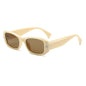 (6 PACK) Wholesale Sunglasses New Arrival Rivet Square Fashion Trendy Vintage 2025 - BulkSunglassesWholesale.com - Beige White Frame Tea Lens