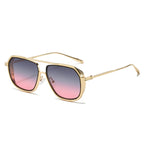 (6 PACK) Wholesale Sunglasses New Arrival Fashion Square Women Vintage Punk Women 2025 - BulkSunglassesWholesale.com - Gold Frame Grey Pink Lens