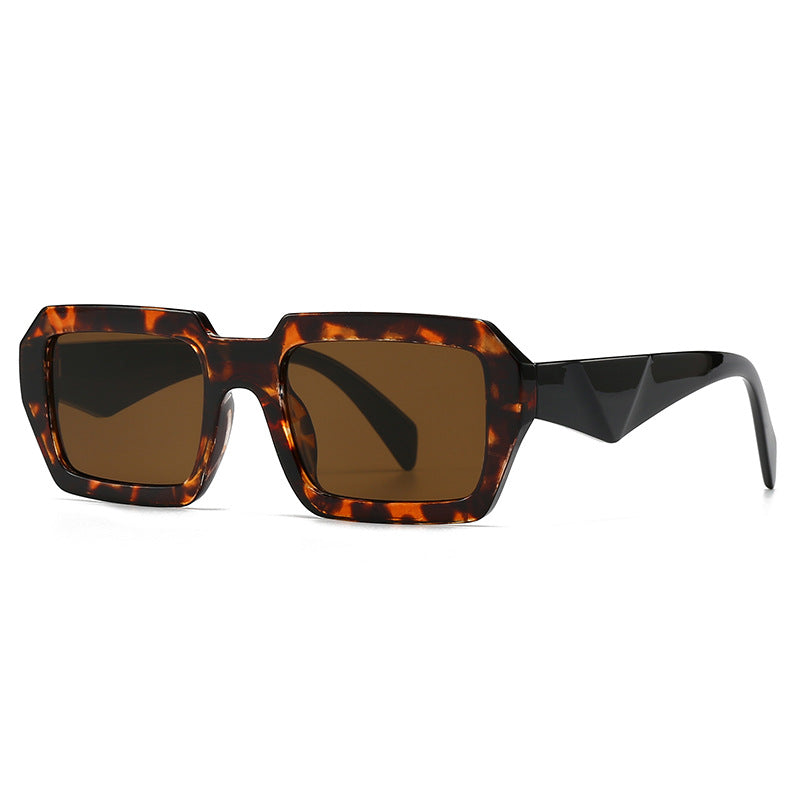 (6 PACK) Wholesale Sunglasses Square Street Women 2024 - BulkSunglassesWholesale.com - Leopard Print Frame Black Temple