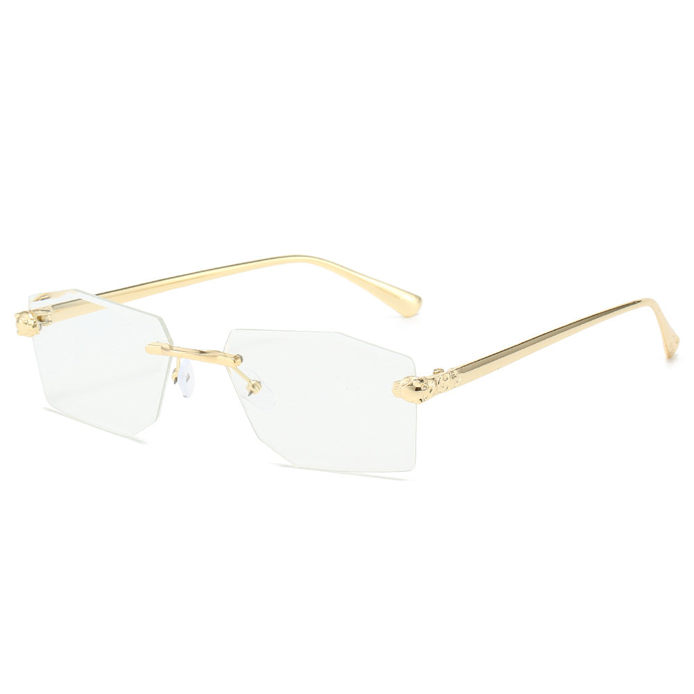 (6 PACK) Wholesale Sunglasses New Arrival Rimless Unique Fashion Cut Edge Metal Women 2024 - BulkSunglassesWholesale.com - Gold Frame Clear Lens