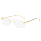 (6 PACK) Wholesale Sunglasses New Arrival Rimless Unique Fashion Cut Edge Metal Women 2024 - BulkSunglassesWholesale.com - Gold Frame Clear Lens