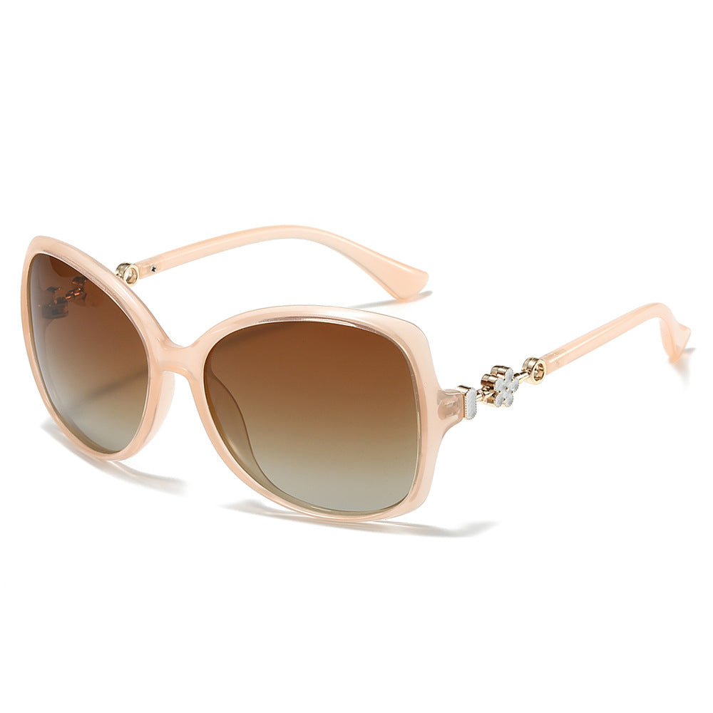 (6 PACK) Wholesale Sunglasses New Arrival Polarized Women Oversized Vintage Street Trendy 2025 - BulkSunglassesWholesale.com - Champagne Frame Gradient Tea Lens
