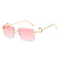 (6 PACK) Wholesale Sunglasses New Arrival Rimless Unique Metal Fashion Cut Edge Women 2024 - BulkSunglassesWholesale.com - Gold Frame Gradient Pink Lens