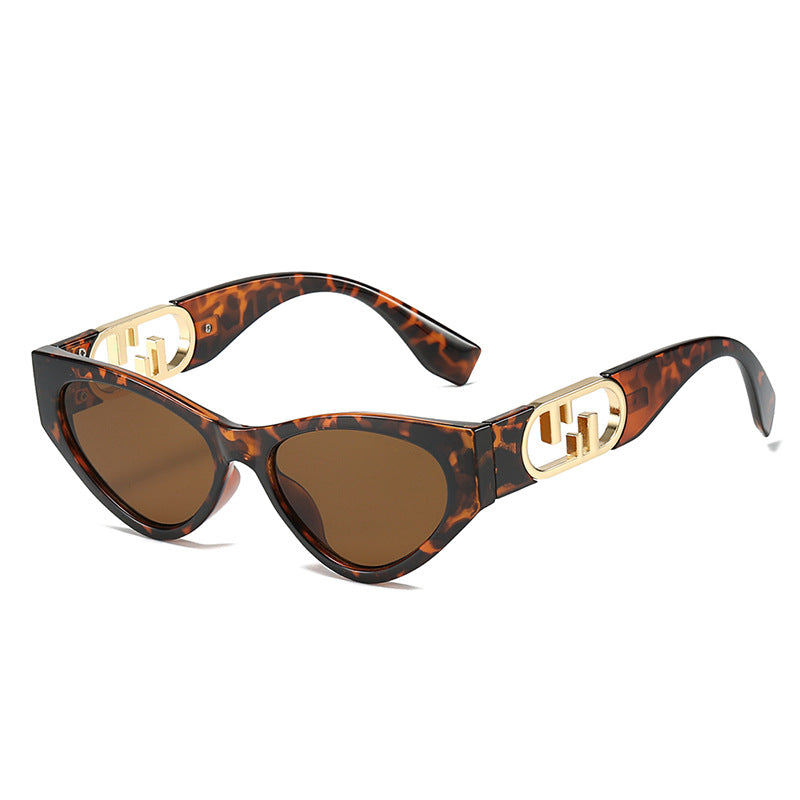 (6 PACK) Wholesale Sunglasses New Arrival Cat Eye Unique Trendy Women Unique Small 2024 - BulkSunglassesWholesale.com - Leopard Print Frame Tea Lens