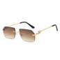 (6 PACK) Wholesale Sunglasses New Arrival Rimless Cut Edge Women Fashion Street Trendy 2024 - BulkSunglassesWholesale.com - Gold Frame Gradient Tea Lens