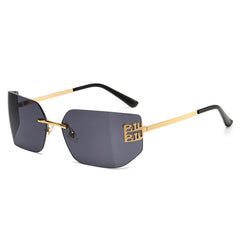 (6 PACK) Wholesale Sunglasses Vintage New Arrival 2024 - BulkSunglassesWholesale.com - Gold Frame Black Grey