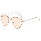 (6 PACK) Wholesale Sunglasses New Arrival Unique Metal Small Triangle Rimless Cut Edge Hip Hop 2024 - BulkSunglassesWholesale.com - Silver Frame Orange Lens