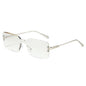 (6 PACK) Wholesale Sunglasses New Arrival Rimless Square Fashion Unique Square 2025 - BulkSunglassesWholesale.com - Silver Frame Mirrored Lens