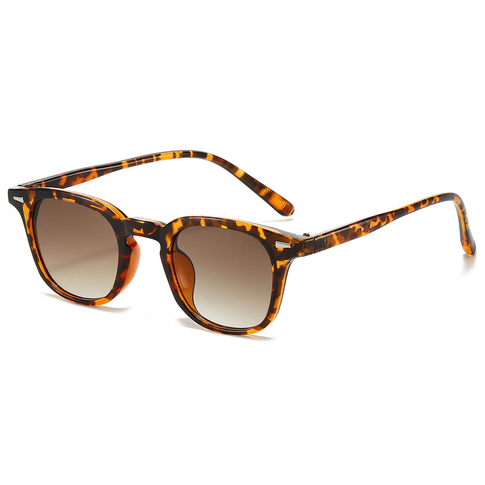 (6 PACK) Wholesale Sunglasses New Arrival Square Fashion Square Rivet 2024 - BulkSunglassesWholesale.com - Leopard Print Frame Gradient Tea Lens