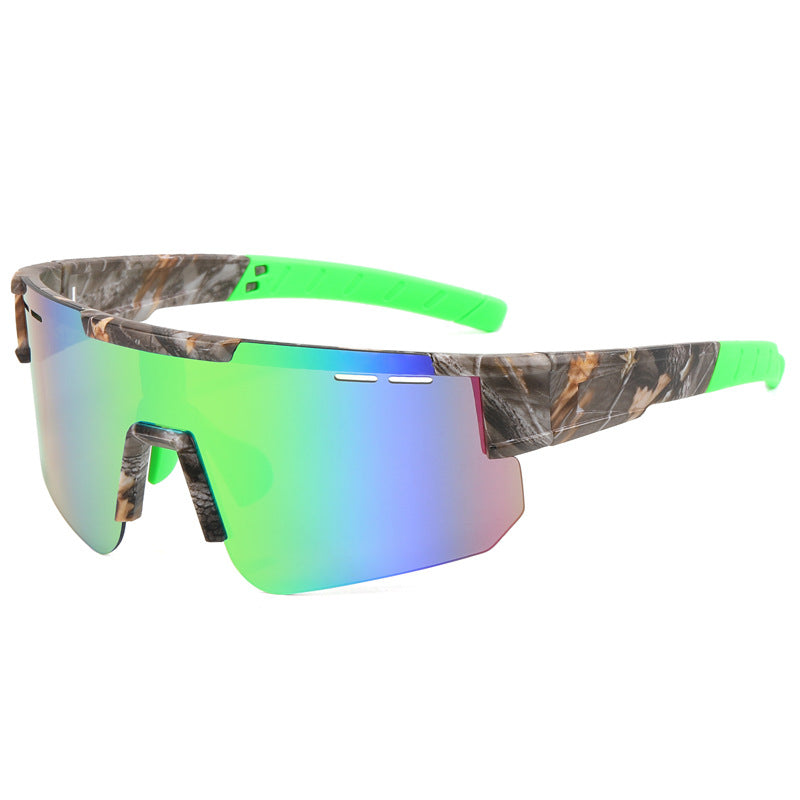 (12 PACK) Wholesale Sports Sunglasses New Arrival Cycling Outdoor Sport One Piece Oversized 2024 - BulkSunglassesWholesale.com - Frame Green Mirrored