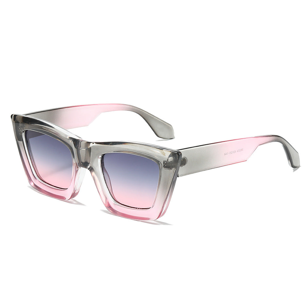 (6 PACK) Wholesale Sunglasses Oversized Cat Eye New Arrival Fashion Women 2025 - BulkSunglassesWholesale.com - Grey Pink Frame Grey Pink Lens