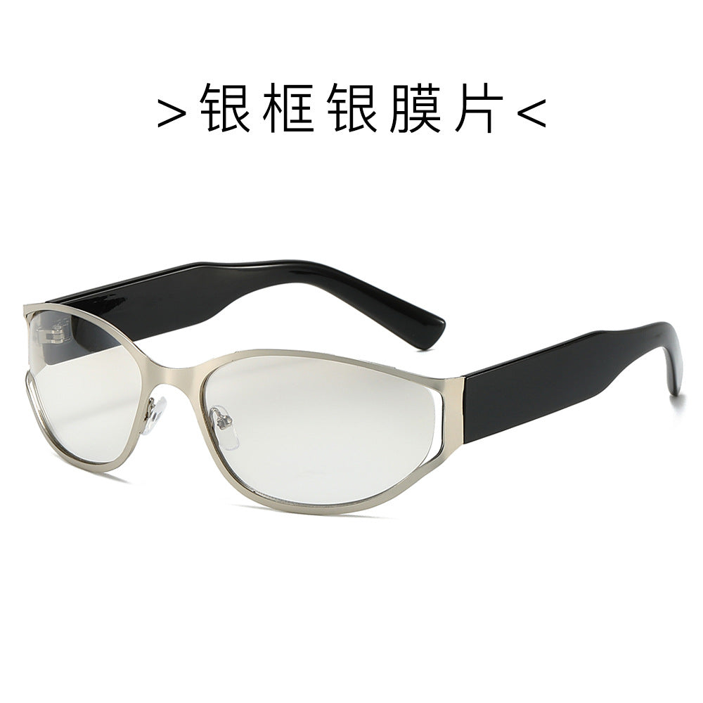 (6 PACK) Wholesale Sunglasses Fashion Futuristic Round New Arrival Trendy 2024 - BulkSunglassesWholesale.com - Silver Frame Silver Mirrored Lens