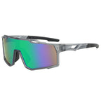 (12 PACK) Wholesale Sports Sunglasses New Arrival Sport Fashion Cycling Women Outdoor 2024 - BulkSunglassesWholesale.com - Grey Frame Green Mirrored