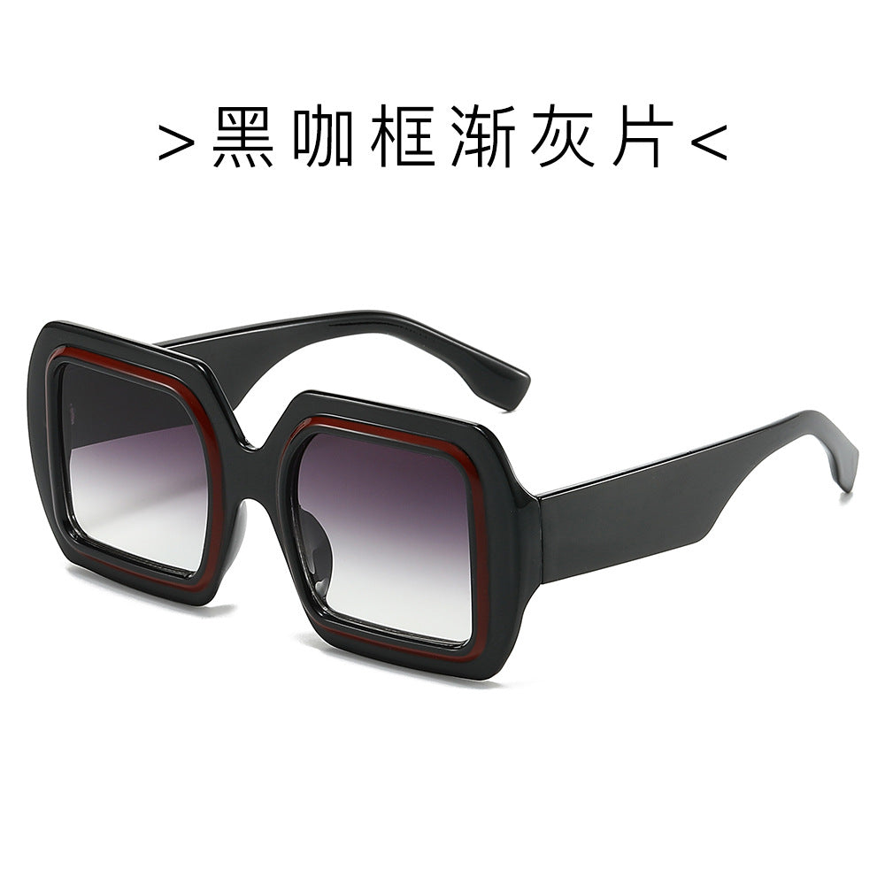 (6 PACK) Wholesale Sunglasses New Arrival Fashion Small Square Unique Classic 2024 - BulkSunglassesWholesale.com - Black Brown Frame Gradient Black Lens