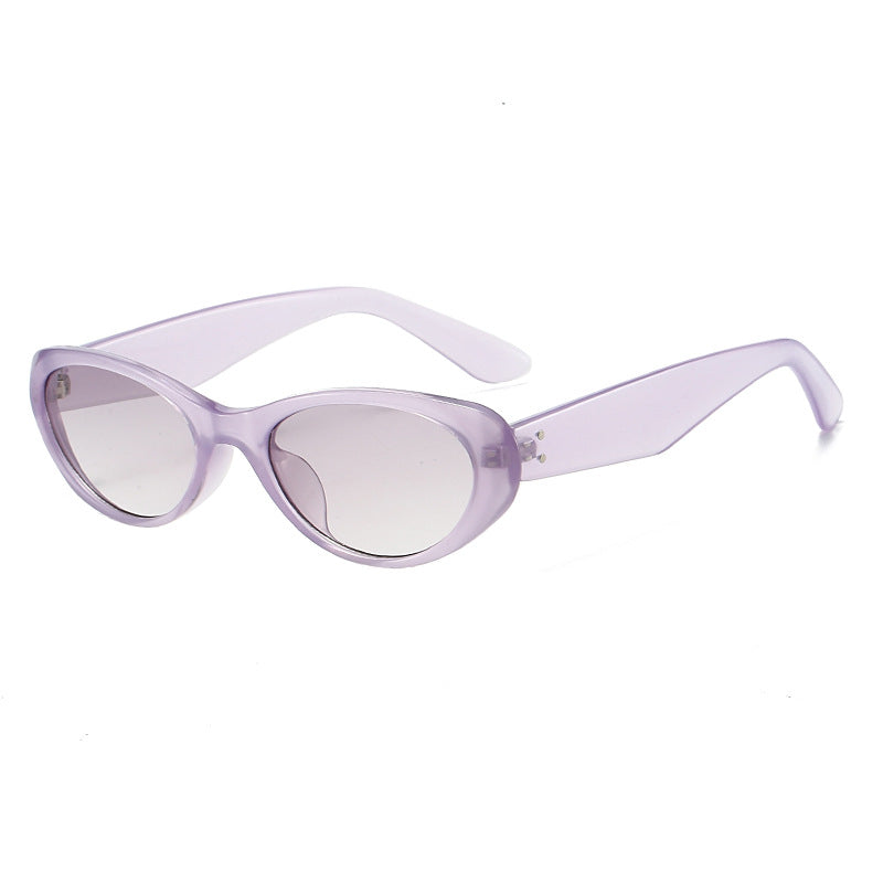 (6 PACK) Wholesale Sunglasses Vintage Cat Eye Korean Square Round Street Fashion 2025 - BulkSunglassesWholesale.com - Purple Frame Purple Lens