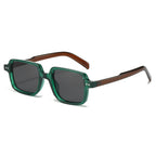 (6 PACK) Wholesale Sunglasses Women Men Vintage Square Rivet 2025 - BulkSunglassesWholesale.com - Green Frame Black Lens