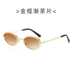 (6 PACK) Wholesale Sunglasses New Arrival Round Fashion Metal Vintage 2024 - BulkSunglassesWholesale.com - Gold Frame Gradient Tea Lens