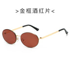 (6 PACK) Wholesale Sunglasses New Arrival Unisex Metal Round Vintage Small 2025 - BulkSunglassesWholesale.com - Gold Frame Red Lens
