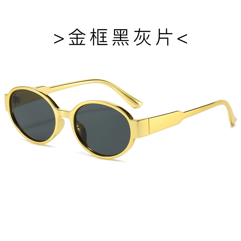 (6 PACK) Wholesale Sunglasses New Arrival Round Fashion 2024 - BulkSunglassesWholesale.com - Gold Frame Black Black Lens