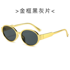 (6 PACK) Wholesale Sunglasses New Arrival Round Fashion 2024 - BulkSunglassesWholesale.com - Gold Frame Black Black Lens