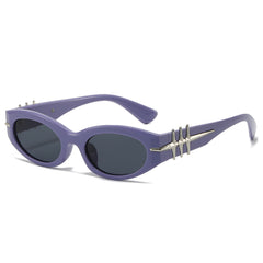 (6 PACK) Wholesale Sunglasses New Arrival Fashion Round Women Trendy Women 2024 - BulkSunglassesWholesale.com - Purple Frame Black Lens