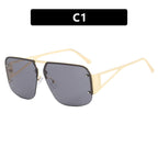 (6 PACK) Wholesale Sunglasses Square Fashion Aviator Vintage Semirimless 2024 - BulkSunglassesWholesale.com - Gold Frame Grey