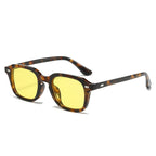 (6 PACK) Wholesale Sunglasses Classic Square Fashion Rivet 2025 - BulkSunglassesWholesale.com - Leopard Print Frame Yellow Lens