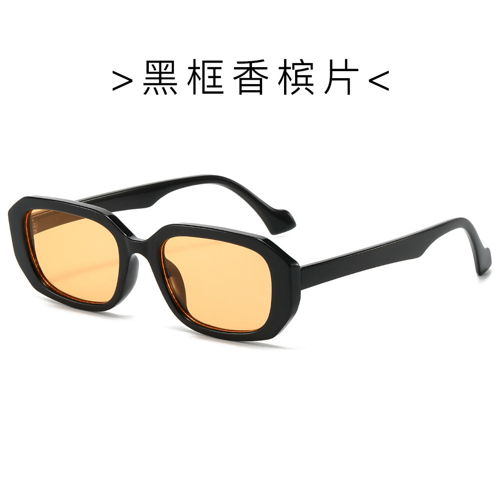 (6 PACK) Wholesale Sunglasses Fashion Oversized Trendy Street New Arrival Women 2024 - BulkSunglassesWholesale.com - Black Frame Champagne Lens