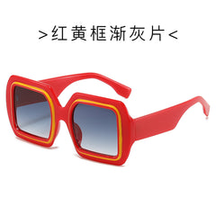 (6 PACK) Wholesale Sunglasses New Arrival Fashion Small Square Unique Classic 2024 - BulkSunglassesWholesale.com - Red Yellow Frame Gradient Black Lens