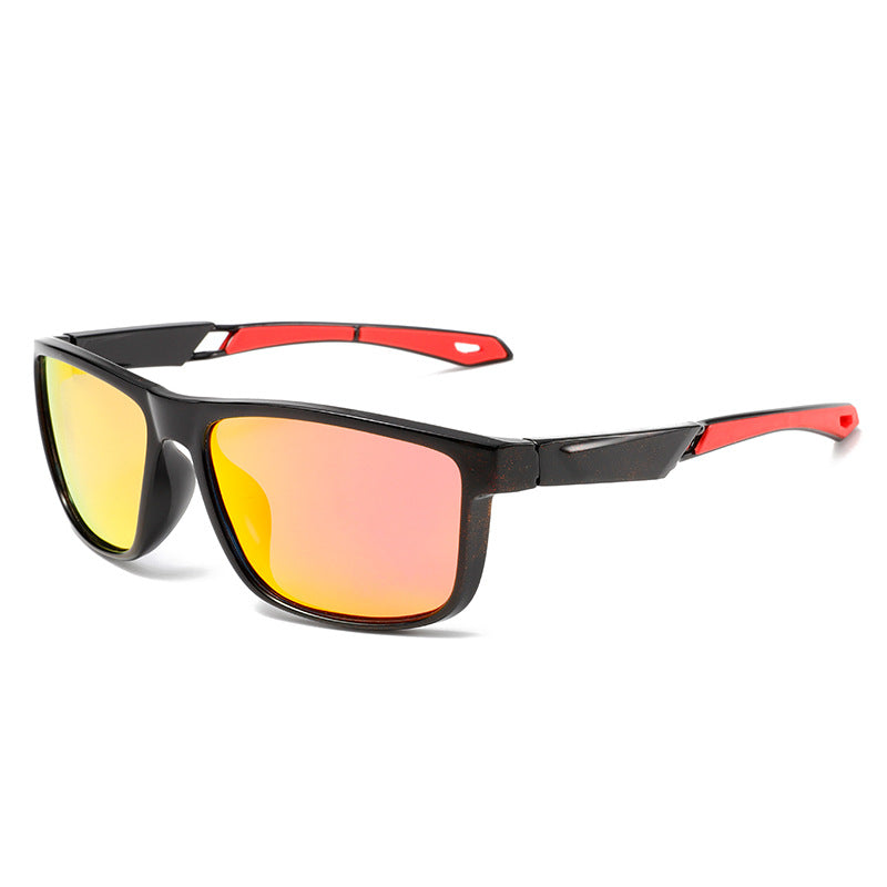 (6 PACK) Wholesale Sunglasses New Arrival Outdoor Polarized Men Sport Square Cycling 2024 - BulkSunglassesWholesale.com - Black Frame Red Mirrored