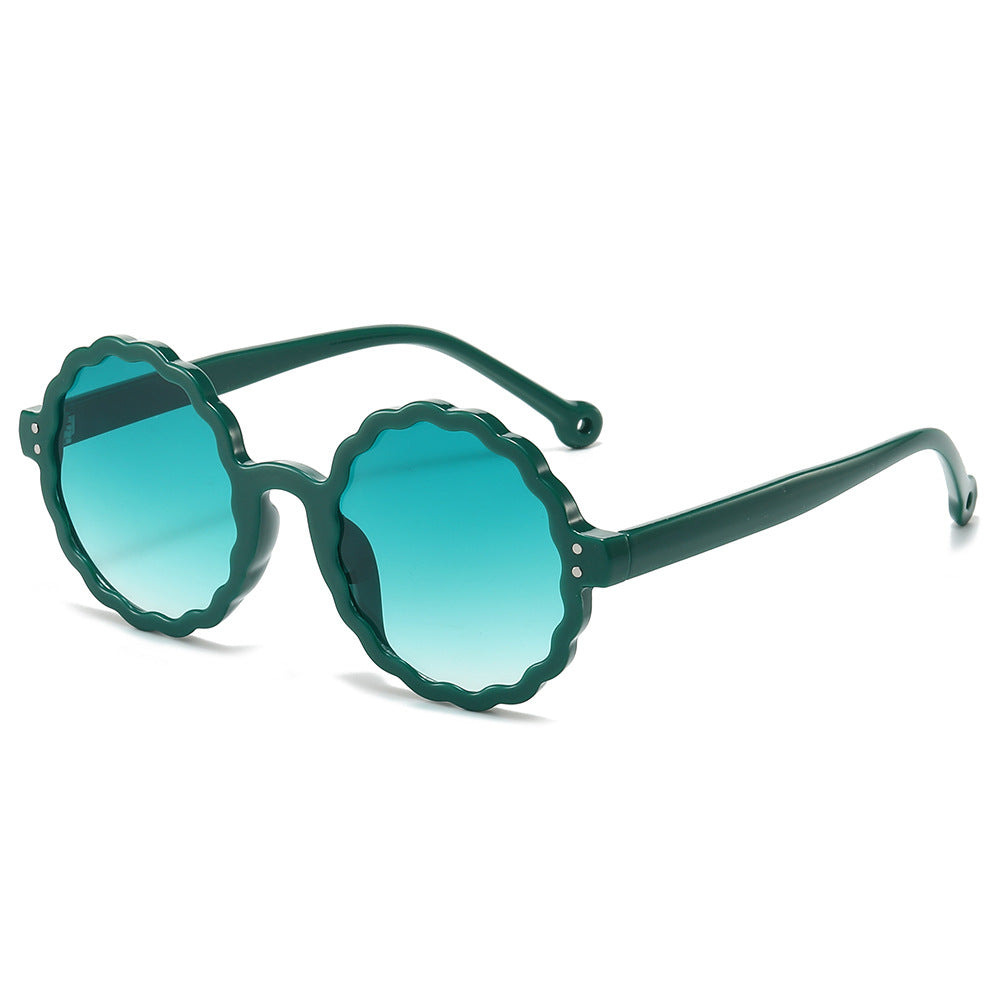 (6 PACK) Wholesale Sunglasses New Arrival Round Unique Round Fashion Women 2024 - BulkSunglassesWholesale.com - Green Frame Green Lens