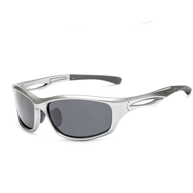 (12 PACK) Wholesale Sports Sunglasses New Arrival Unisex Outdoor Cycling Sport Polarized 2024 - BulkSunglassesWholesale.com - Silver Frame Black Lens () Hover Image