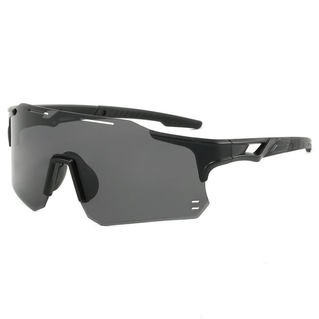 (12 PACK) Wholesale Sports Sunglasses New Arrival Outdoor Cycling Windproof Unisex Sport 2024 - BulkSunglassesWholesale.com - Black Frame Black Lens Hover Image