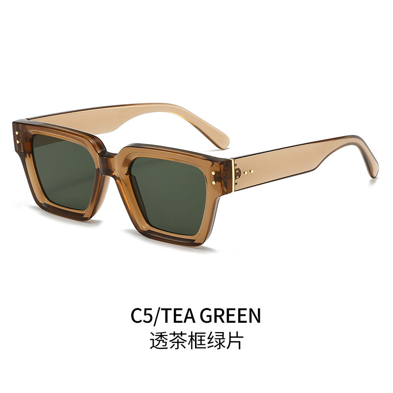 (6 PACK) Wholesale Sunglasses Fashion Square Unique Trendy 2024 - BulkSunglassesWholesale.com - Clear Tea Frame Lens